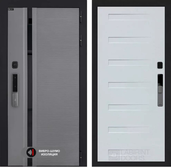 Входная дверь Пиано Смарт 2.0 панель 14 - Дуб кантри белый | Фрезерованная МДФ панель 10 мм, цвет 