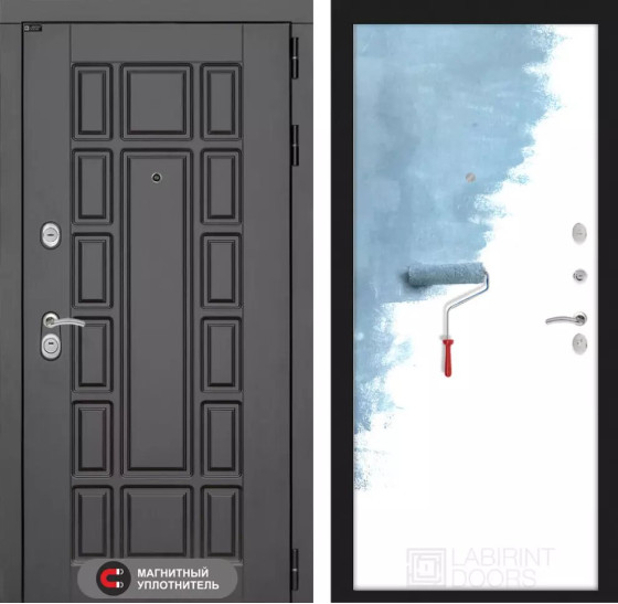 Входная дверь Нью-Йорк 28 - Грунт под покраску | Декоративная MDF панель 16 мм с наличником, цвет 