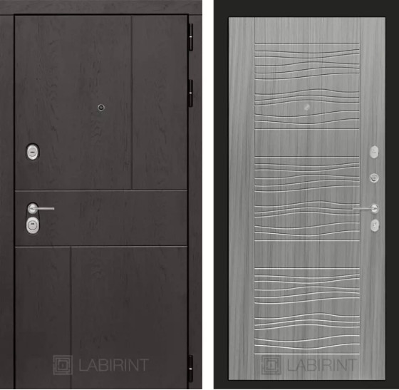 Входная дверь URBAN 06 - Сандал серый | Стильная декоративная MDF панель 10 мм с наличником, цвет 