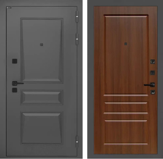 Входная дверь Орлеан 03 - Орех бренди | Металлическая отделка методом давления на полотне