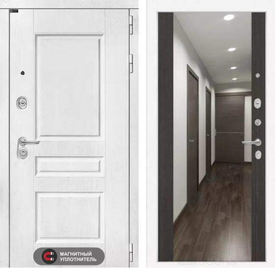 Входная дверь VERSAL с Зеркалом Максимум - Венге | Классическая MDF панель 16 мм с наличником, цвет 