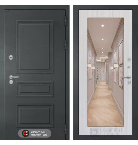 Входная дверь Атлантик с Зеркалом 18 - Сандал белый