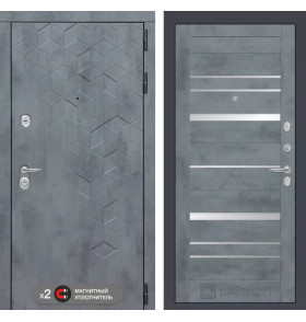 Входная дверь Бетон 20 - Бетон темный, зеркальные вставки