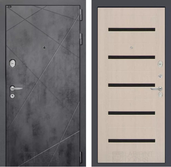 Входная дверь LOFT 01 - Беленый дуб, стекло черное | Фрезерованная декоративная MDF панель 10 мм, цвет 