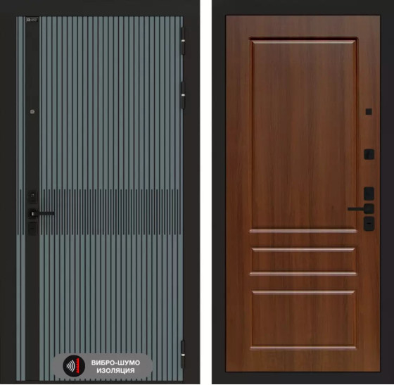 Входная дверь ISSIDA 03 - Орех бренди | Фрезерованная МДФ панель 10 мм, цвет 