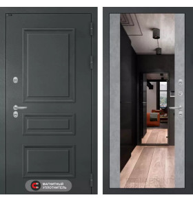 Входная дверь Атлантик с зеркалом Максимум - Бетон светлый