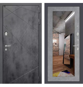 Входная дверь LOFT с Зеркалом 18 - Бетон светлый