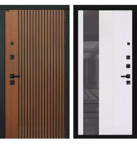 Входная дверь STORM с Зеркалом 32 тонированным - Белый рельеф софт