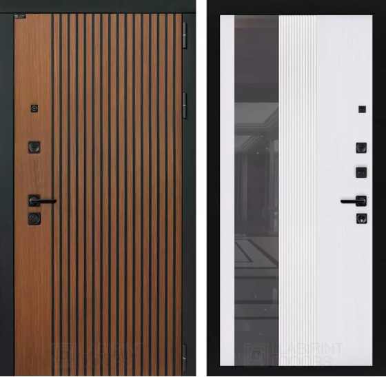 Входная дверь STORM с Зеркалом 32 тонированным - Белый рельеф софт | Декоративная МДФ панель 10 мм в цвете 