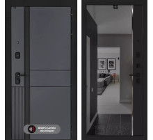 Входная дверь EVOLAB с зеркалом Панорама с тонировкой - Черный кварц