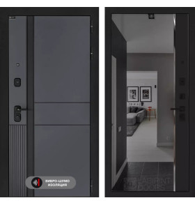 Входная дверь EVOLAB с зеркалом Панорама с тонировкой - Черный кварц