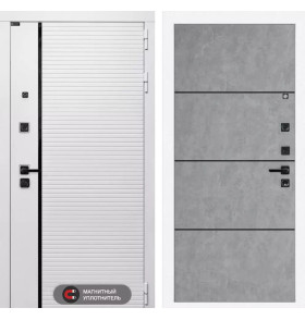 Входная дверь ROYAL 25 - Бетон светлый, черный молдинг