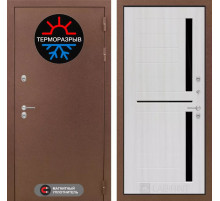 Входная дверь Термо Магнит 02 - Сандал белый, стекло черное