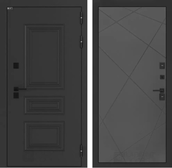 Входная дверь Аляска Лайт 24 - Графит софт | Металлическая отделка методом давления на полотне