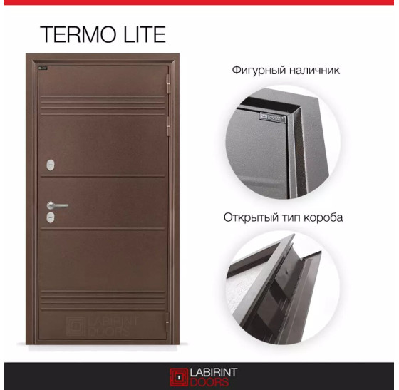 Входная дверь Термо Лайт 04 - Беленый дуб | Металлическая отделка с давлением и фигурным наличником