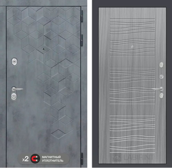 Входная дверь Бетон 06 - Сандал серый | Современная декоративная MDF панель 10 мм с наличником, цвет 