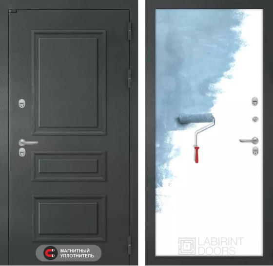 Входная дверь Атлантик 28 - Грунт под покраску | Металлическая отделка 3D филенка