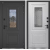Входная дверь Верса с окном и решеткой (терморазрыв) | Металлическая отделка методом давления на полотне, 960х2050 мм (внешний 1130х2130 мм), 880х2050 мм (внешний 1050х2130 мм)