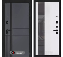 Входная дверь EVOLAB с Зеркалом 32 тонированным - Белый рельеф софт