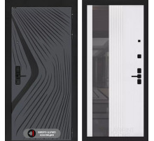 Входная дверь LEOLAB с Зеркалом 32 тонированным - Белый рельеф софт
