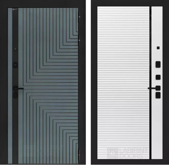 Входная дверь CREDOR 22 - Белый софт, черная вставка | Фрезерованная МДФ панель 10 мм, цвет 