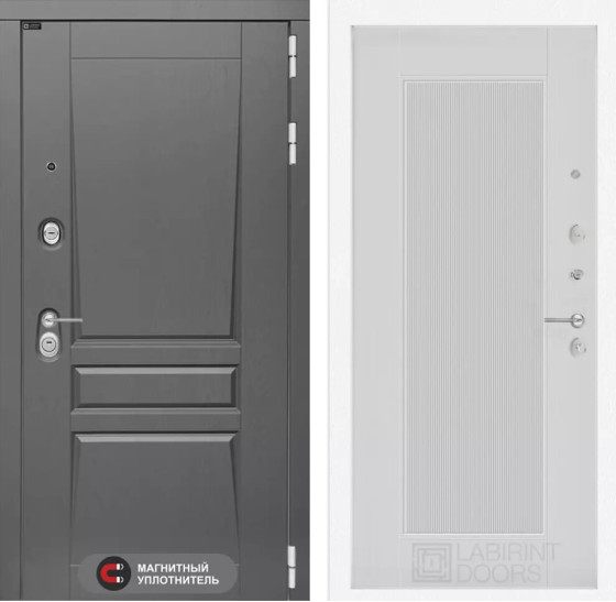 Входная дверь Платинум 30 - Белый рельеф софт | Декоративная MDF панель 16 мм с наличником, цвет 