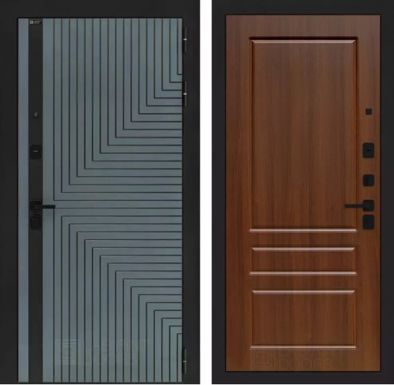 Входная дверь CREDOR 03 - Орех бренди | Фрезерованная МДФ панель 10 мм, цвет 