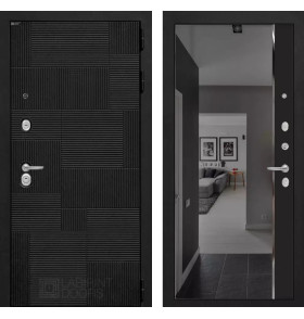 Входная дверь PAZL с зеркалом Панорама с тонировкой - Черный кварц