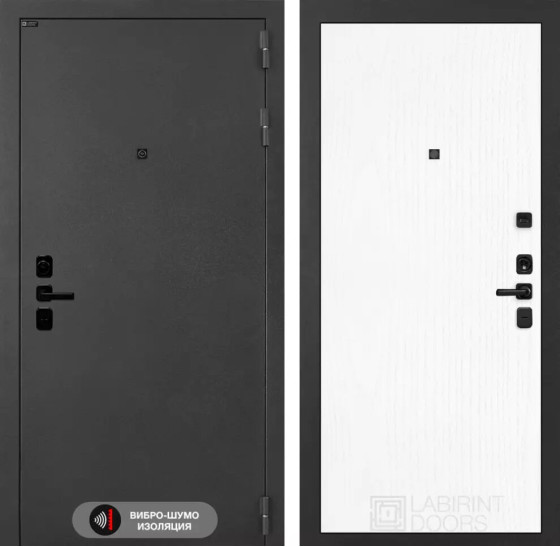 Входная дверь ACUSTICLAB 07 - Белое дерево | Металл с матовым покрытием 