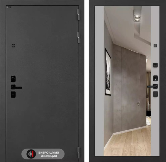 Входная дверь ACUSTICLAB с Зеркалом Максимум - Грей софт | Металл с матовым покрытием 