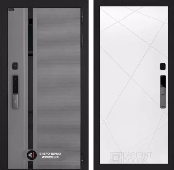 Входная дверь Пиано Смарт 2.0 панель 24 - Белый софт | Фрезерованная МДФ панель 10 мм, цвет 