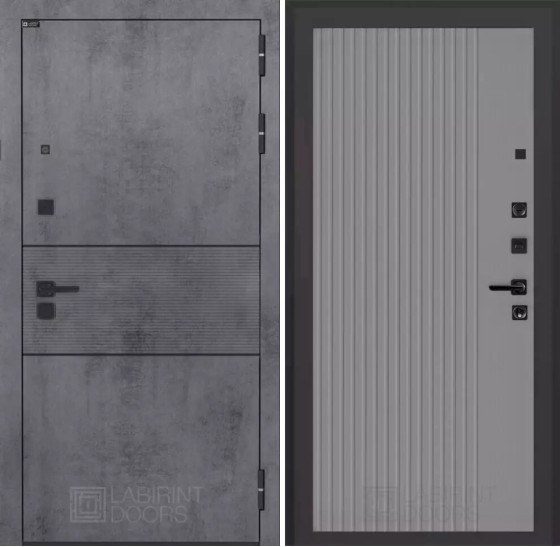 Входная дверь INFINITY 29 - Серый рельеф софт | Современная MDF панель 10 мм с наличником, цвет 