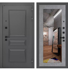 Входная дверь Орлеан с Зеркалом 18 - Бетон светлый