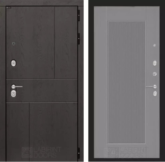 Входная дверь URBAN 30 - Серый рельеф софт | Стильная декоративная MDF панель 10 мм с наличником, цвет 