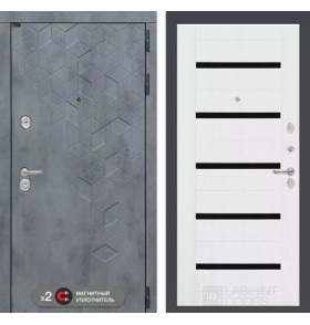 Входная дверь Бетон 01 - Белое дерево, стекло черное