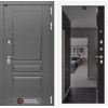 Входная дверь Платинум с зеркалом Панорама с тонировкой - Черный кварц | Декоративная MDF панель 16 мм с наличником, цвет 