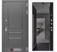 Входная дверь Платинум с зеркалом Панорама с тонировкой - Черный кварц