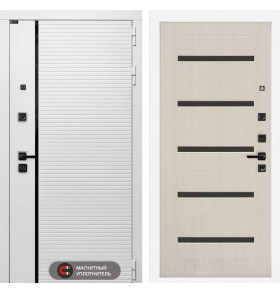 Входная дверь ROYAL 01 - Беленый дуб, стекло черное