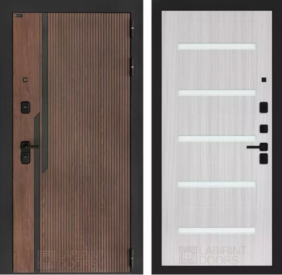 Входная дверь KARMINA 01 - Сандал белый, стекло белое | Фрезерованная МДФ панель 10 мм, цвет 