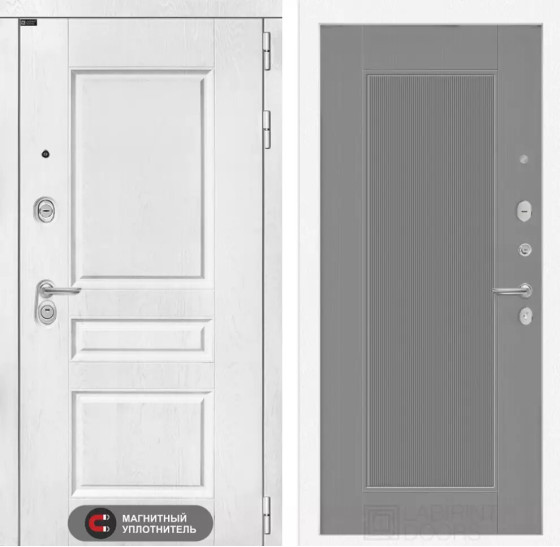 Входная дверь VERSAL 30 - Серый рельеф софт | Классическая MDF панель 16 мм с наличником, цвет 