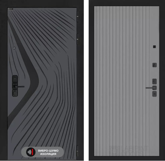 Входная дверь LEOLAB 29 - Серый рельеф софт | Фрезерованная МДФ панель 10 мм, цвет 