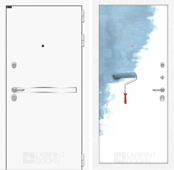 Входная дверь Лайн WHITE 28 - Грунт под покраску | Металл с покрытием 