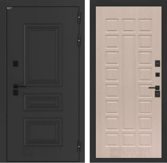 Входная дверь Аляска Лайт 04 - Беленый дуб | Металлическая отделка методом давления на полотне