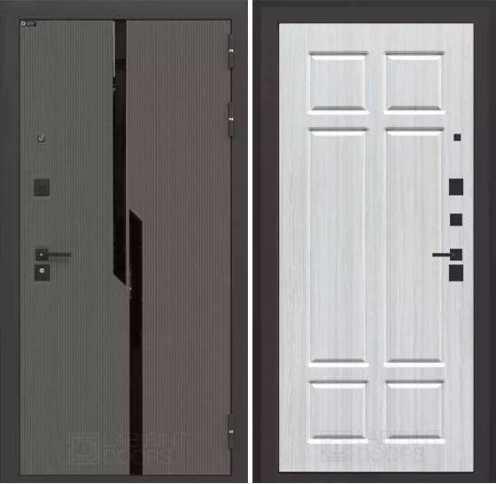 Входная дверь CARBON 08 - Sim белый | Декоративная MDF панель 10 мм с черным стеклом фацет, цвет 