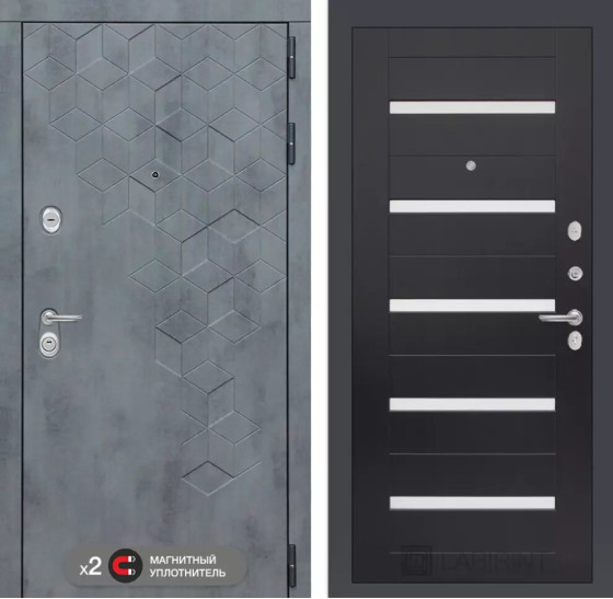 Входная дверь Бетон 01 - Венге, стекло белое | Современная декоративная MDF панель 10 мм с наличником, цвет 