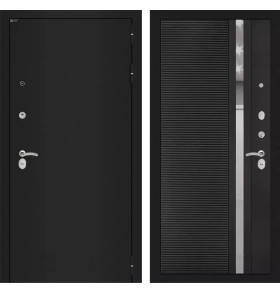 Входная дверь CLASSIC шагрень черная 31 - Черный кварц, зеркальная вставка с тонировкой