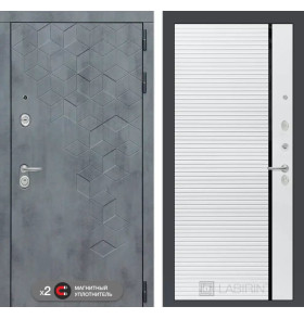 Входная дверь Бетон 22 - Белый софт, черная вставка