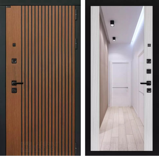 Входная дверь STORM с Зеркалом Максимум - Сандал белый | Декоративная МДФ панель 10 мм в цвете 