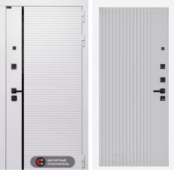 Входная дверь ROYAL 29 - Белый рельеф софт | Современная MDF панель 10 мм с наличником, цвет 