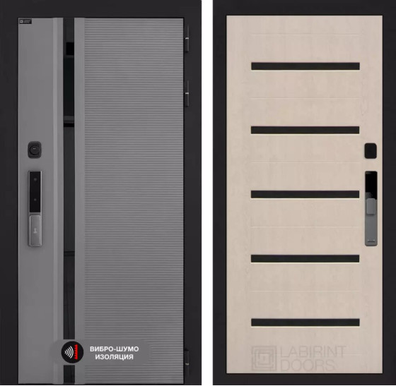 Входная дверь Пиано Смарт 2.0 панель 01 - Беленый дуб, стекло черное | Фрезерованная МДФ панель 10 мм, цвет 